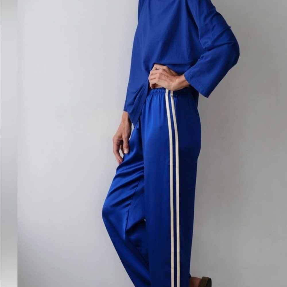 DONNI. Royal Blue Joggers with Cream Stripe